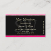スタイリッシュピンク縁どオンブラックシックとモノグラム 名刺 (裏面)