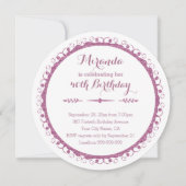 スタイリッシュピンク華美フレーム40歳の誕生日パーティー 招待状 (正面)