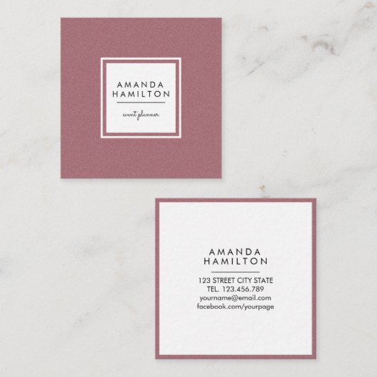 スタイリッシュファッションバラ金ゴールド+白い四角形 スクエア名刺 (正面/裏面)