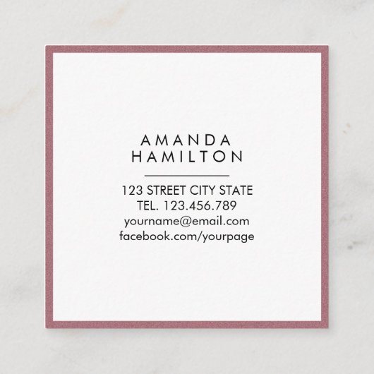 スタイリッシュファッションバラ金ゴールド+白い四角形 スクエア名刺 (裏面)