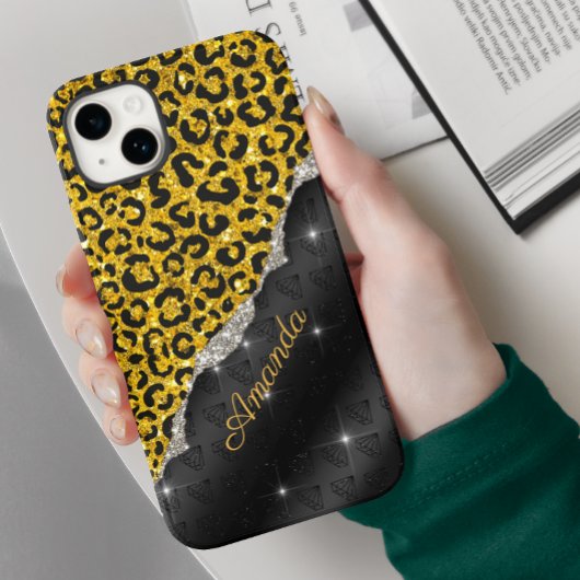 スタイリッシュフェイクガーリーグリッターアニマルプリントモノグラム Case-Mate iPhoneケース