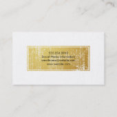 スタイリッシュフェイクグランジ金ゴールド枠の白い背景 名刺 (裏面)