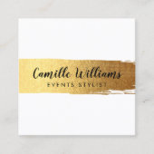 スタイリッシュフェイクミニマル金ゴールド脳卒中 スクエア名刺 (正面)