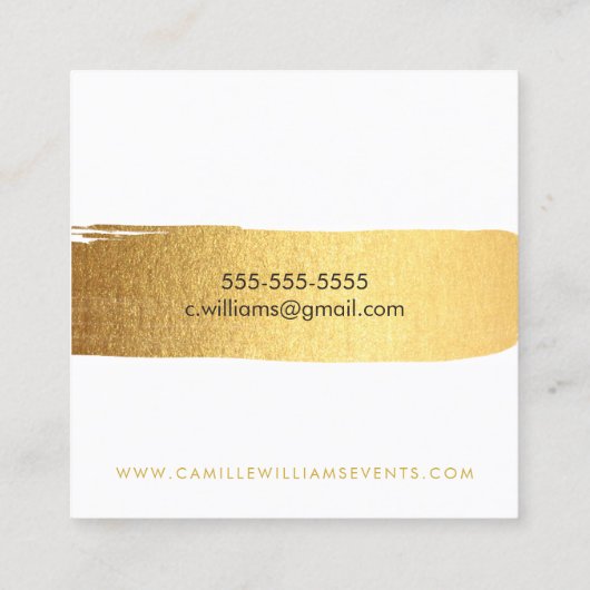 スタイリッシュフェイクミニマル金ゴールド脳卒中 スクエア名刺 (裏面)