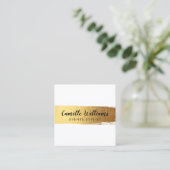 スタイリッシュフェイクミニマル金ゴールド脳卒中 スクエア名刺 (スタンド正面)