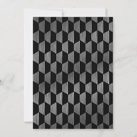 スタイリッシュフェイクモダンバチュラーパーティ銀箔 招待状 (裏面)