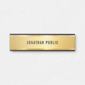 スタイリッシュフェイクモダン金ゴールドシンプルグラマーテンプレート サインプレート (正面)