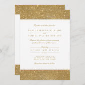 スタイリッシュフェイク金ゴールドグリッター結婚式招待状 招待状 (正面/裏面)