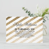 スタイリッシュフェイク金ゴールドグリッター誕生日招待状 招待状 (スタンド正面)