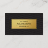 スタイリッシュフェイク金ゴールド枠の黒いジオメトリ背景 名刺 (裏面)