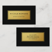 スタイリッシュフェイク金ゴールド枠の黒い背景 名刺 (正面/裏面)