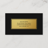 スタイリッシュフェイク金ゴールド枠の黒い背景 名刺 (裏面)
