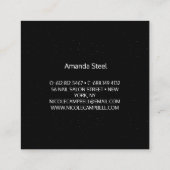 スタイリッシュフェイク銀と黒パーソナライズされた スクエア名刺 (裏面)