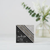 スタイリッシュフェイク銀と黒パーソナライズされた スクエア名刺 (スタンド正面)