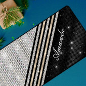 スタイリッシュフェイク銀と黒パーソナライズされた デスクマット