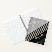 スタイリッシュフェイク銀と黒パーソナライズされた ノートブック (内部)