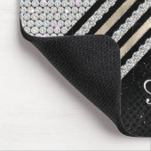 スタイリッシュフェイク銀と黒パーソナライズされた マウスパッド (コーナー)