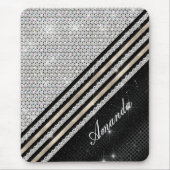 スタイリッシュフェイク銀と黒パーソナライズされた マウスパッド (正面)