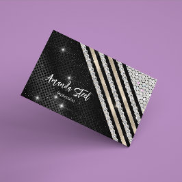 スタイリッシュフェイク銀と黒パーソナライズされた マグネット名刺