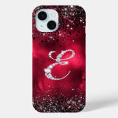 スタイリッシュフェイクCrystal rhinestone letter E red black Case-Mate iPhoneケース (裏面)