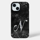 スタイリッシュフェイクCrystal rhinestone letter N black Case-Mate iPhoneケース (裏面)