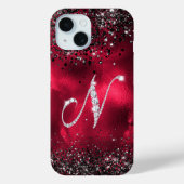 スタイリッシュフェイクCrystal rhinestone letter N red black Case-Mate iPhoneケース (裏面)