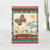 スタイリッシュフォークカラフルおもしろいバタフライグラード カード (正面)