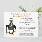 スタイリッシュフォーマルタキシドペンギンバチュラーパーティ 招待状 (スタンド正面)