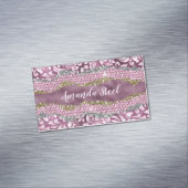 スタイリッシュフローラきらびやかな紫ピンクの金ゴールドモノグラム マグネット名刺 (インサイチュ)