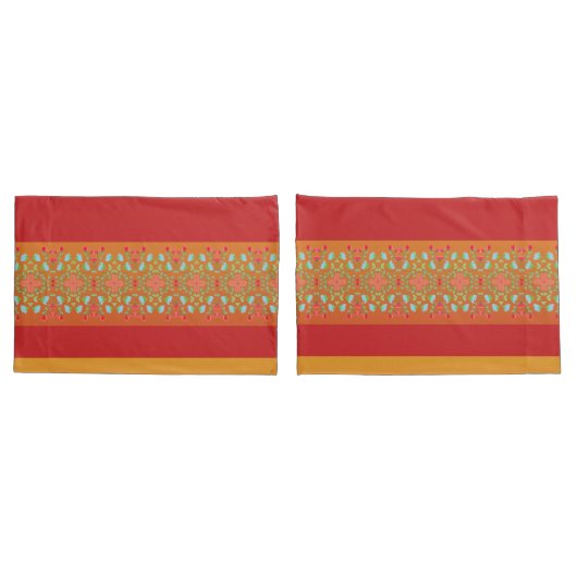 スタイリッシュフローラとストライプアクセント 枕カバー (バックセット)