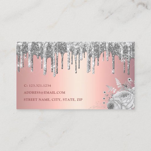 スタイリッシュフローラシルバーグリッタードリップメイクアップ&ヘア 名刺 (裏面)