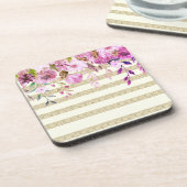 スタイリッシュフローラストライプの金ゴールド コースター (左側)