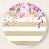 スタイリッシュフローラストライプの金ゴールド コースター (正面)