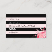 スタイリッシュフローラストライプ白黒メイクアップ 名刺 (裏面)