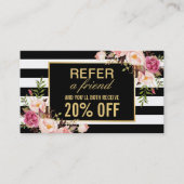 スタイリッシュフローラストライプ白黒美しいサロン 紹介カード (正面)