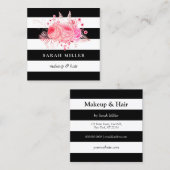 スタイリッシュフローラストライプ白黒 スクエア名刺 (正面/裏面)