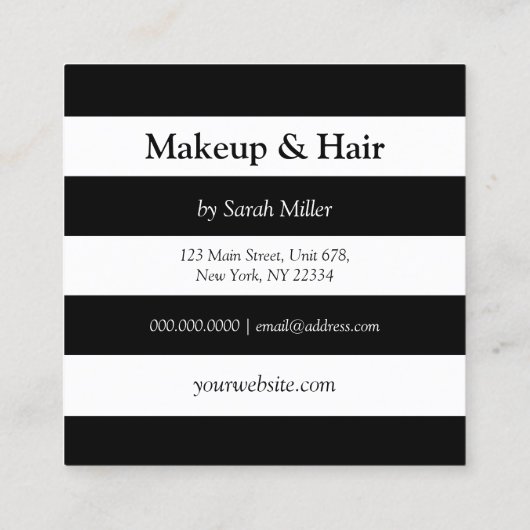 スタイリッシュフローラストライプ白黒 スクエア名刺 (裏面)