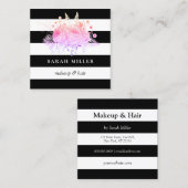 スタイリッシュフローラストライプ白黒 スクエア名刺 (正面/裏面)