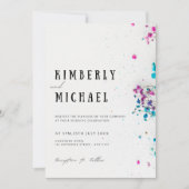 スタイリッシュフローラターコイズ日付の保存招待状 招待状 (正面)