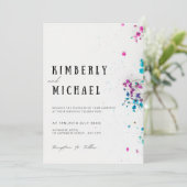 スタイリッシュフローラターコイズ日付の保存招待状 招待状 (スタンド正面)