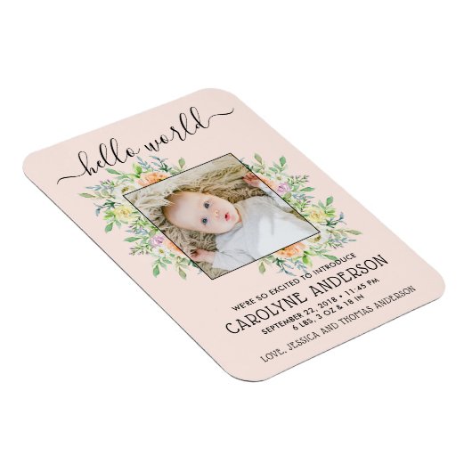 スタイリッシュフローラフレーム写真の誕生のお知らせ マグネット (右側)