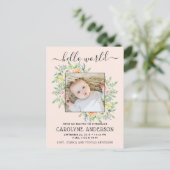 スタイリッシュフローラフレーム写真の誕生のお知らせ 案内ポストカード (スタンド正面)