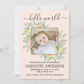 スタイリッシュフローラフレーム写真の誕生のお知らせ 案内状 (正面)