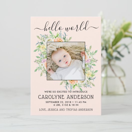 スタイリッシュフローラフレーム写真の誕生のお知らせ 案内状 (スタンド正面)