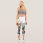 スタイリッシュフローラブルーバードレギンス芸術的自然 カプリレギンス (正面)