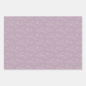 スタイリッシュフローララインアートスケッチinほこりっぽい薄紫 ラッピングペーパーシート (正面)