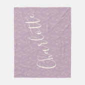 スタイリッシュフローララインアートパーソナライズされたダスティ薄紫 フリースブランケット (正面)