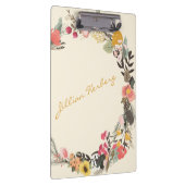 スタイリッシュフローラリースパーソナライズされた書 クリップボード (右)