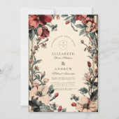 スタイリッシュフローラ結婚アールヌーボー 招待状 (正面)