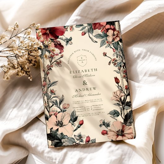 スタイリッシュフローラ結婚アールヌーボー 招待状